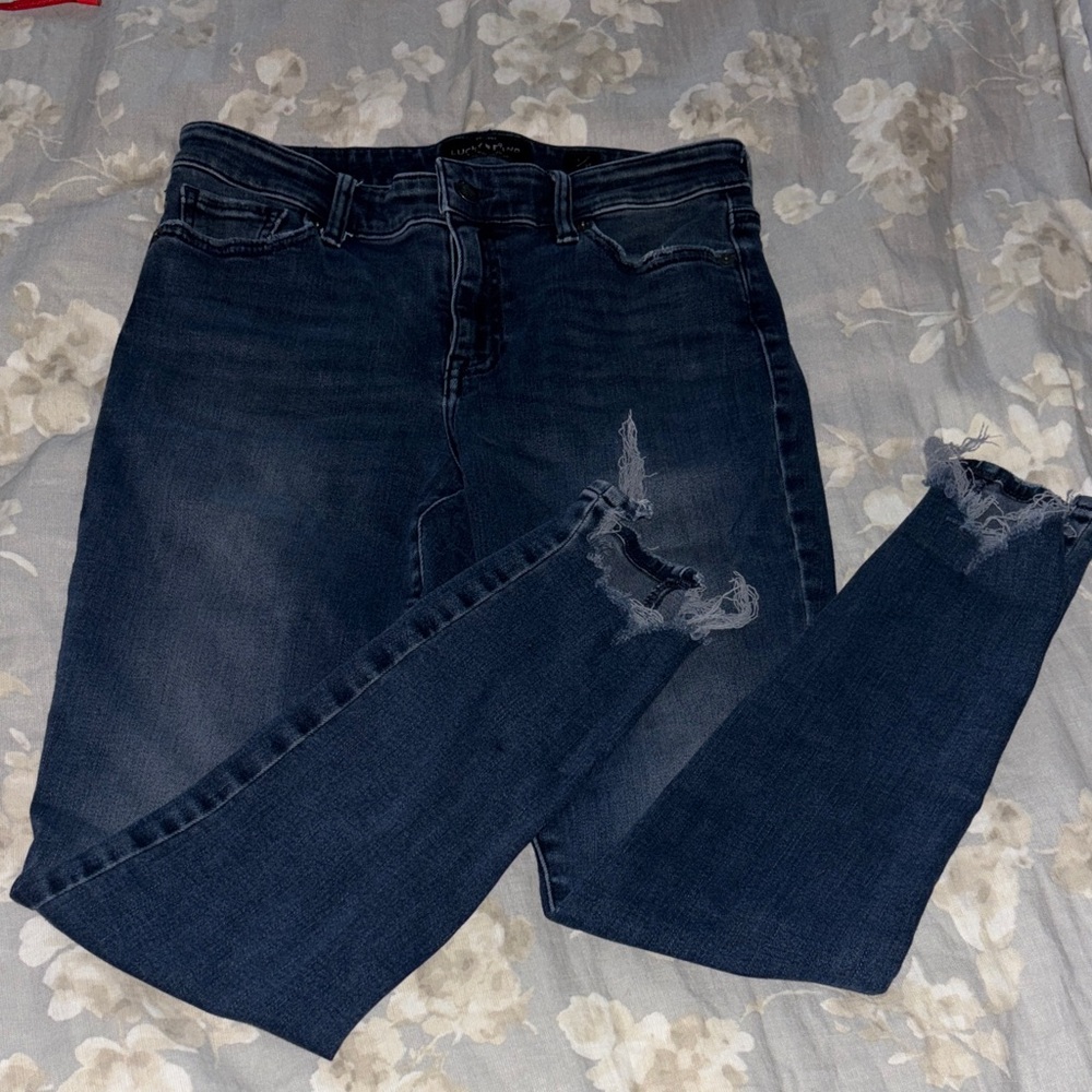 Lucky Brand Dark Blue Distressed Skinny Jeans